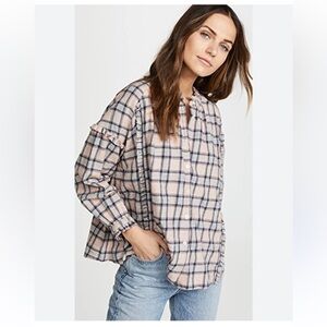 The Great Women's Pink and Blue Plaid Flannel shirt Size L